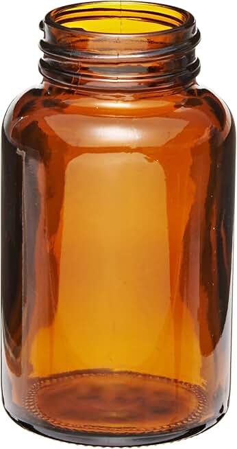 Kimble Type III Soda-Lime Glass Amber Round Wide Mouth Packer Bottle without Caps, Capacity 4oz (Case of 3)
