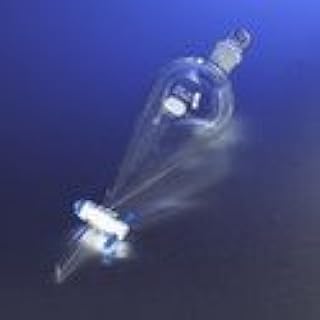 Corning Pyrex Borosilicate Glass Pear-Shaped Squibb Separatory Funnel with Glass Standard Taper Stopper and PTFE Standard Stopcock, 6L Capacity