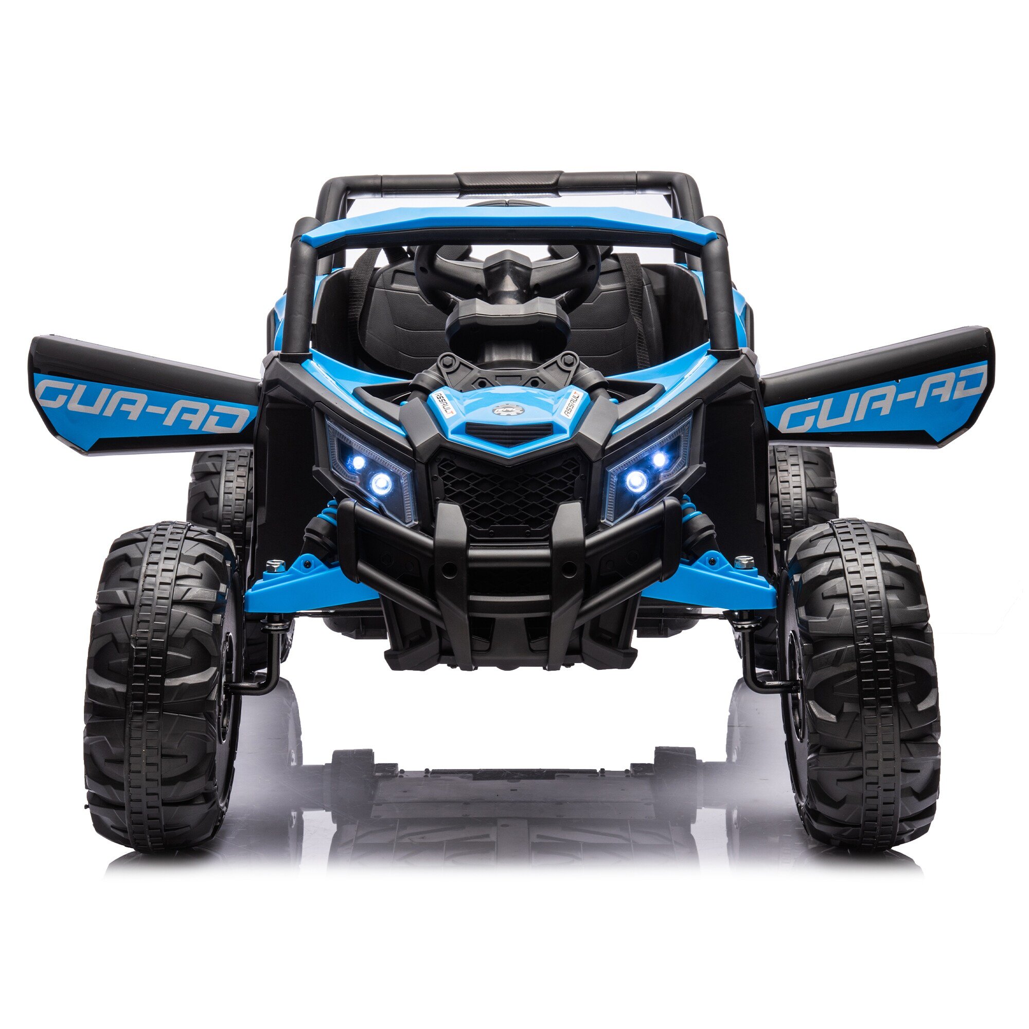 12V Ride On Car With Remote Control Battery Powered Ride On UTV Vehicle With Music Player LED Lights Blue