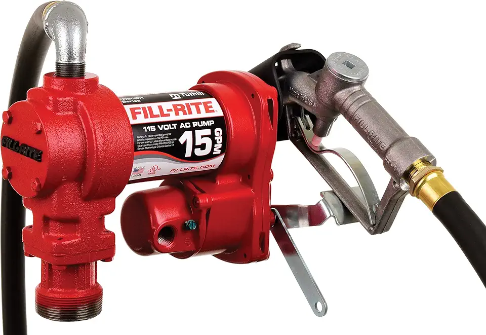 Fill-Rite FR610H 115V 15 GPM Fuel Transfer Pump w/Discharge Hose & Manual Nozzle
