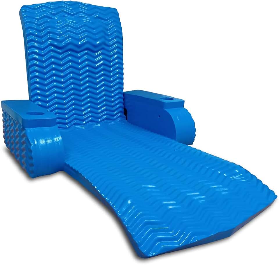 California Sun Deluxe Unsinkable La Jolla Lounger - Foam Cushion Pool Chaise Chair (Blue Wave)