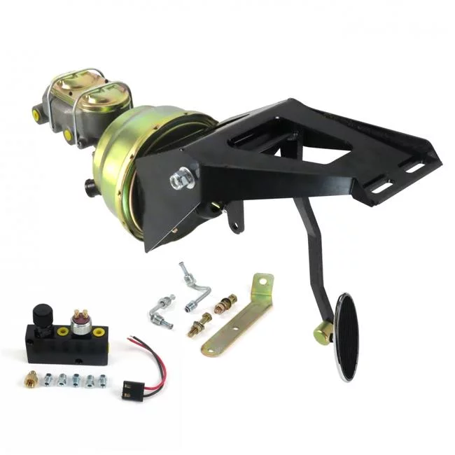 Helix Suspension Brakes & Steering  55-59 Chevy Truck Firewall 8 in. Dual Brake Pedal Kit Adjustable Disc & Drum Large Oval Chrome Pad