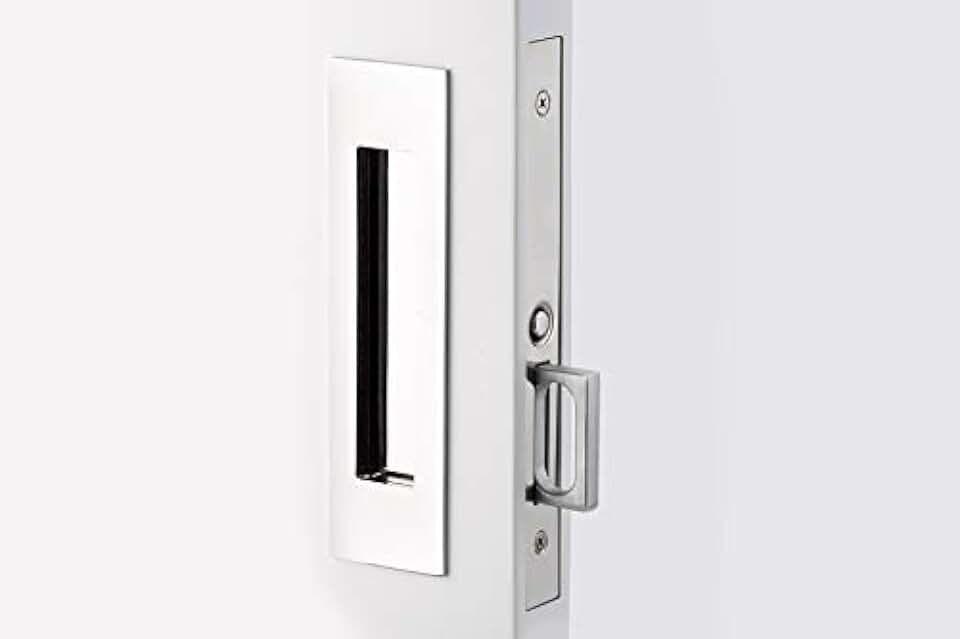 Emtek Pocket Door Mortise - Narrow Modern Rectangular Passage Function (Satin Nickel)