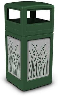 Precision Series 42 Gallon Waste Containers with Dome Lid and Stainless Steel Panels Reeds Design Color: Forest Green