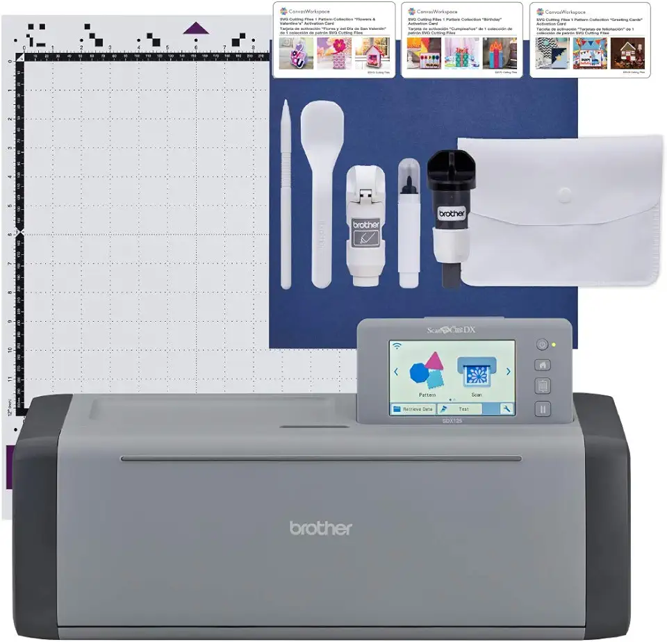Brother ScanNCut SDX125EGY Electronic DIY Cutting Machine with Scanner, Make Custom Stickers, Vinyl Wall Art, Greeting Cards and More with 682 Included Patterns, Grey