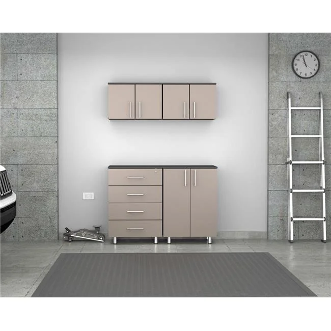 Inval America Maestrik 4-Piece Engineered Wood Garage Cabinet Set in Taupe/Gray