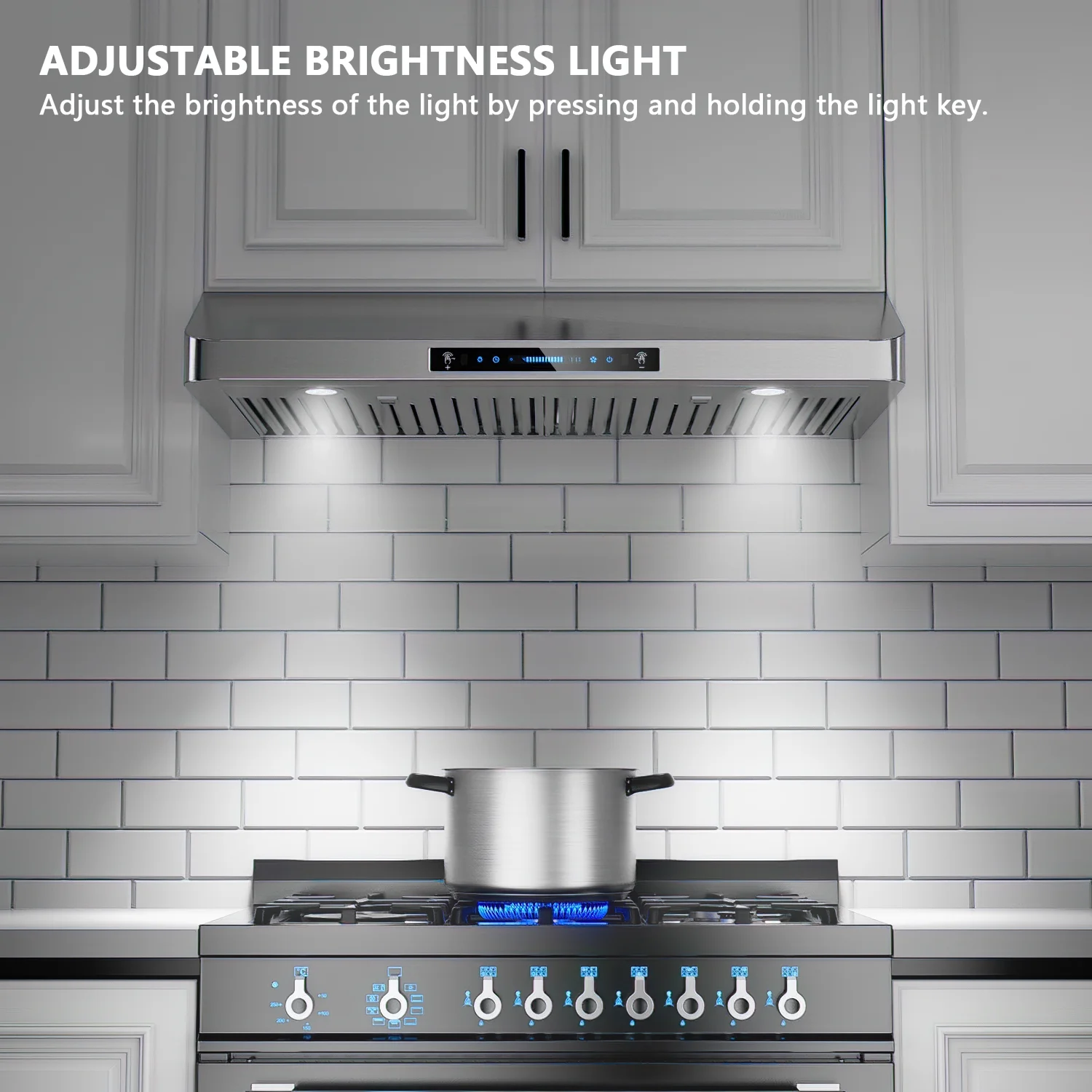 IKTCH 42 Inch Under Under Cabinet Range Hood with 900-CFM, 4 Speed Gesture Sensing&Touch Control Panel, Stainless Steel Kitchen Vent with 2 Pcs Baffle Filters