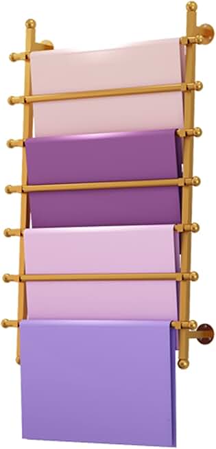 Wall Monuted 7 Layer Multifunctional Storage Rack Holder for Silk Scarf/Wrapping Paper/Ribbon/Fabrics, Retail Stores/Clothing Store Display Stand, Rustproof Steel Finish (Color : Gold, Size : 65cm/2