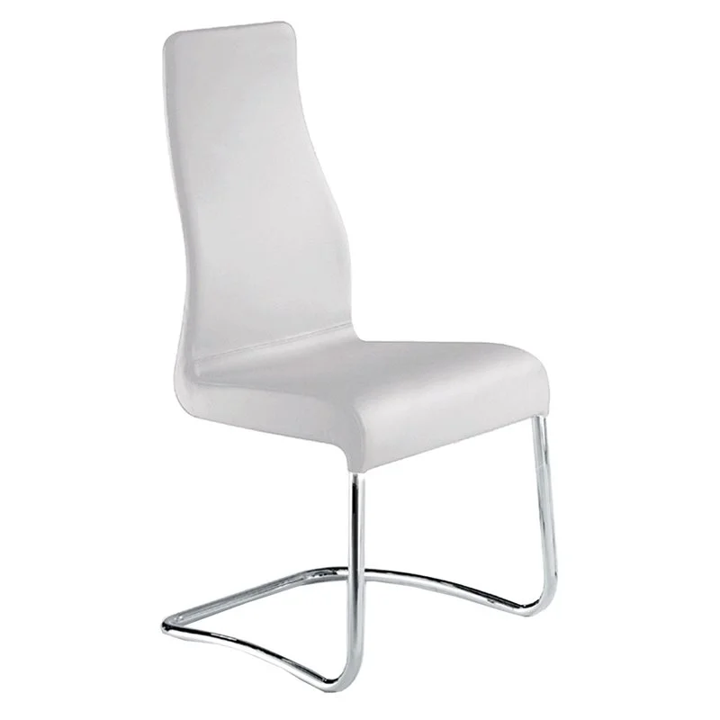 Pemberly Row Modern Florence Leather Italian Dining Chair in White