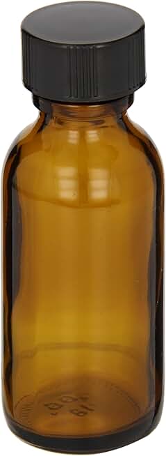 Kimble Type III Soda-Lime Glass Amber Boston Round Narrow Mouth Bottle with Taperseal Cap, Capacity 1oz (Case of 432)