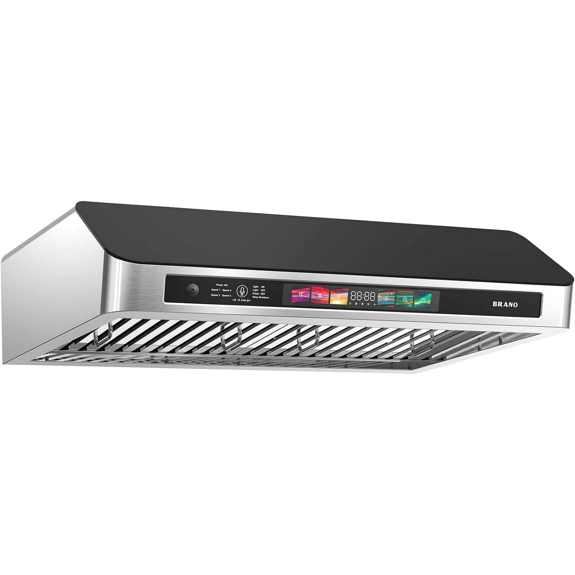 BRANO 30 Inch Under Cabinet Range Hood with Voice/Gesture/Touch Control, 900 CFM Kitchen Hood Vent with 4-Speed Exhaust Fan, Memory Mode, Adjustable Lights, Baffle Filters