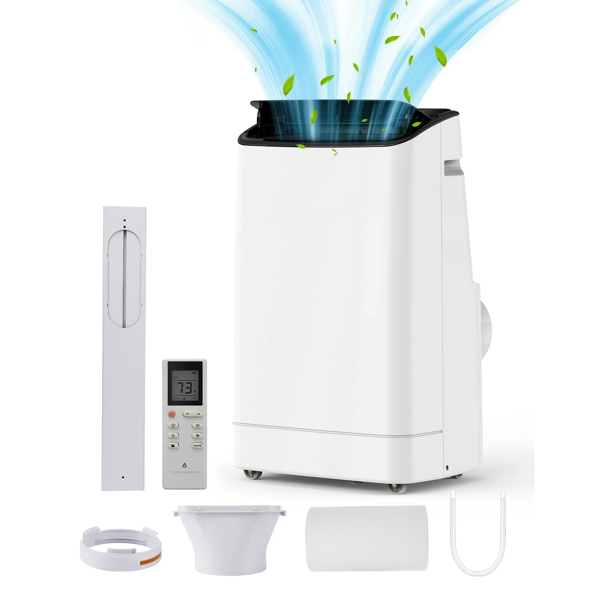 14,000 BTU Portable Air Conditioner - Cools Up to 700 Sq.Ft, 3-IN-1 Energy Efficient AC Unit with Remote Control & Installation Kits for Large Room, Campervan, Office, Temporary Space