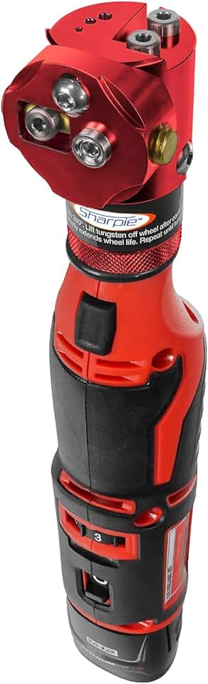 Sharpie DXCL Hand-Held Cordless Tungsten Sharpener Grinder, Adjustable 15°- 45°, Diamond Ground Tapers (Auburn Red/Auburn Red)