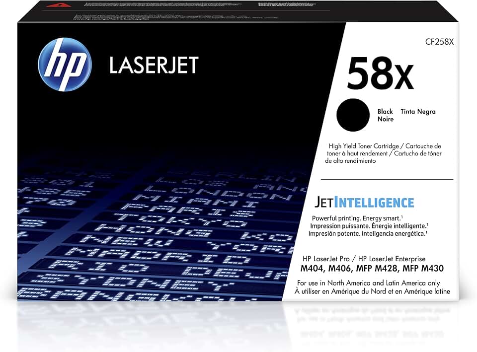 HP 58X Black High-yield Toner Cartridge | Works with HP LaserJet Enterprise M406dn, HP LaserJet Enterprise MFP M430f, HP LaserJet Pro M404 Series, HP LaserJet Pro MFP M428 Series | CF258X