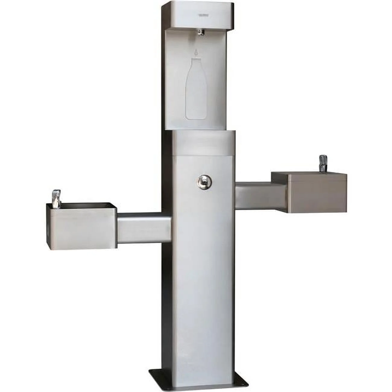 Outdoor Bottle Filling Station & Bi-Level Drinking Fountain, Stainless Steel