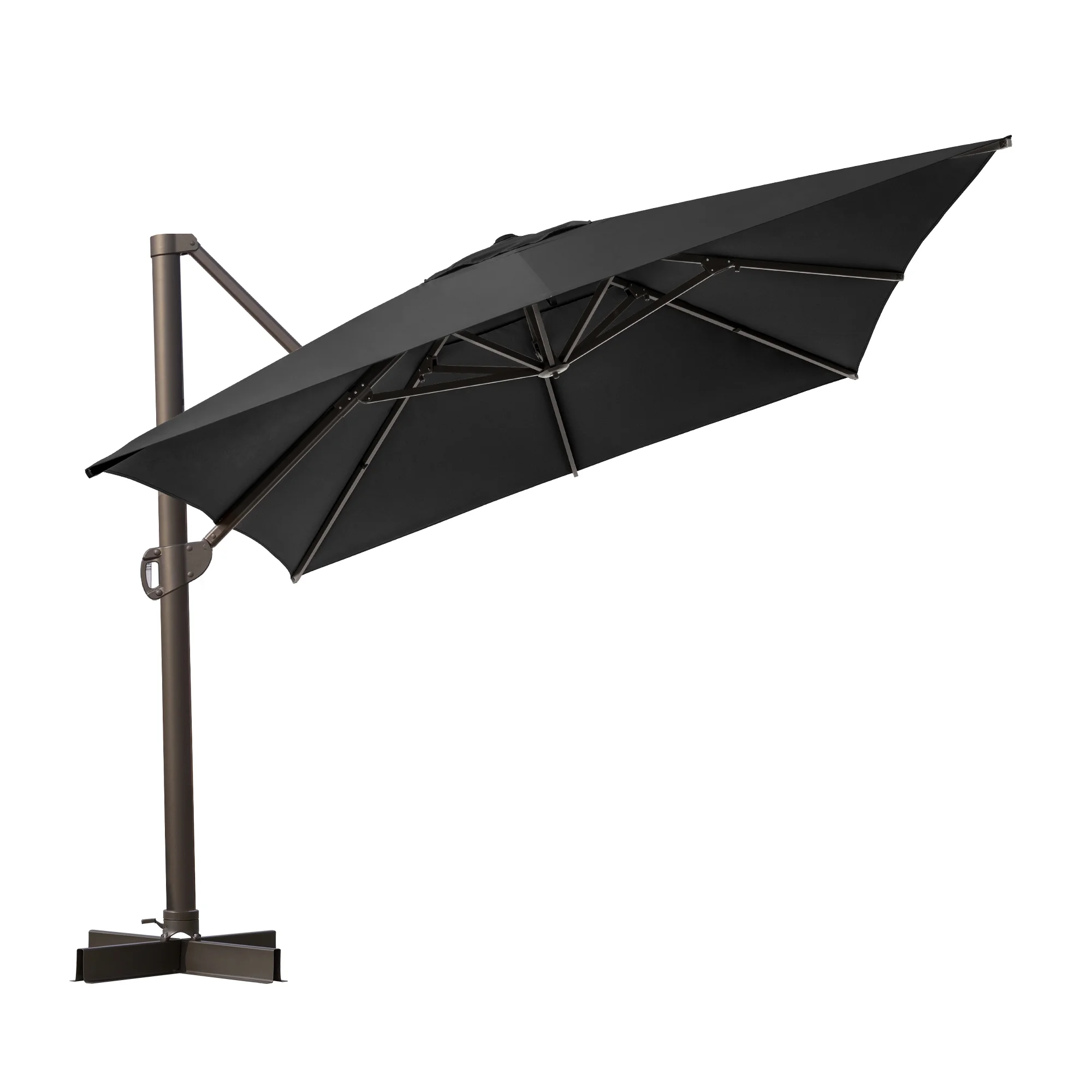 Pellebant 10 ft. x 10 ft. Patio Cantilever Umbrella, Single Round Outdoor Offset Umbrella, Black