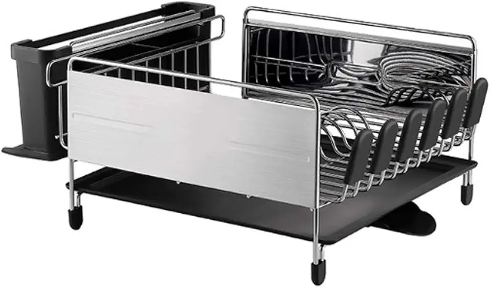 GYLXW Rack Over The Dish Rack in or on Counter with Utensil Silverware Storage Holder, Black