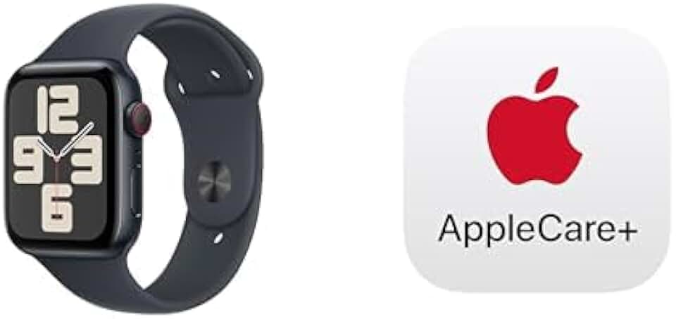 Apple Watch SE (2nd Gen) [GPS + Cellular 44mm] Smartwatch with Aluminum Case with Midnight Sport Band. Fitness & Sleep Tracker, Crash Detection, Water Resistant with AppleCare+ (2 Years)