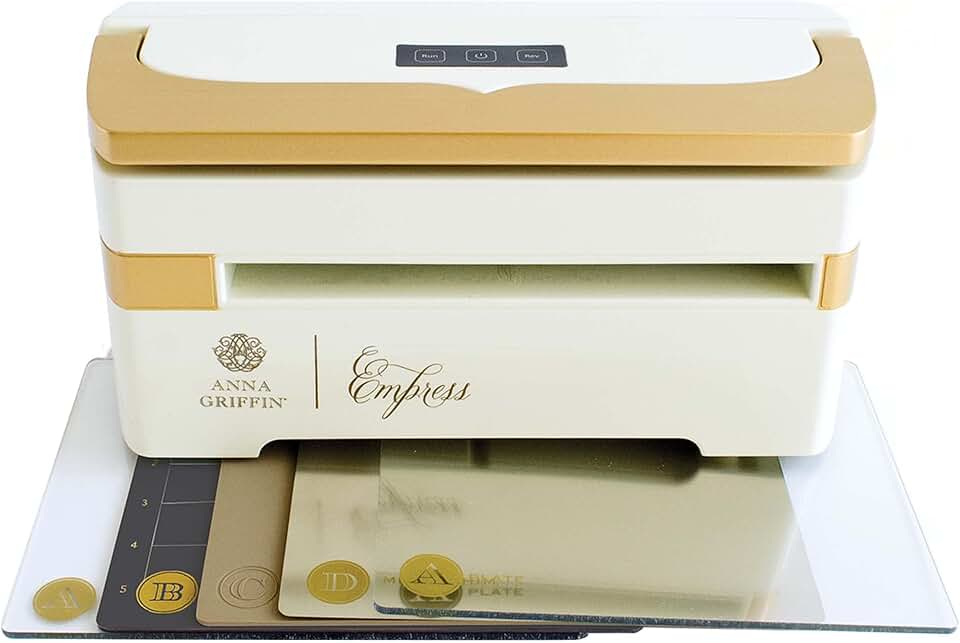 Empress Electric Die Cutting and Embossing Machine for Card Making - Complete Plate System, Cutting Dies and Embossing Folders - 13 x 6 x 6.1 inches