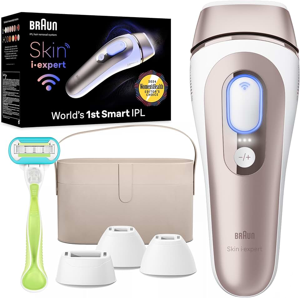 SMART IPL Long-lasting Laser Hair Removal Device for Women & Men, Skin i·Expert, Home Hair Removal, Free App, Vanity Case, Venus Razor, 4 Smart Heads, Alternative for Laser Hair Removal, PL7387
