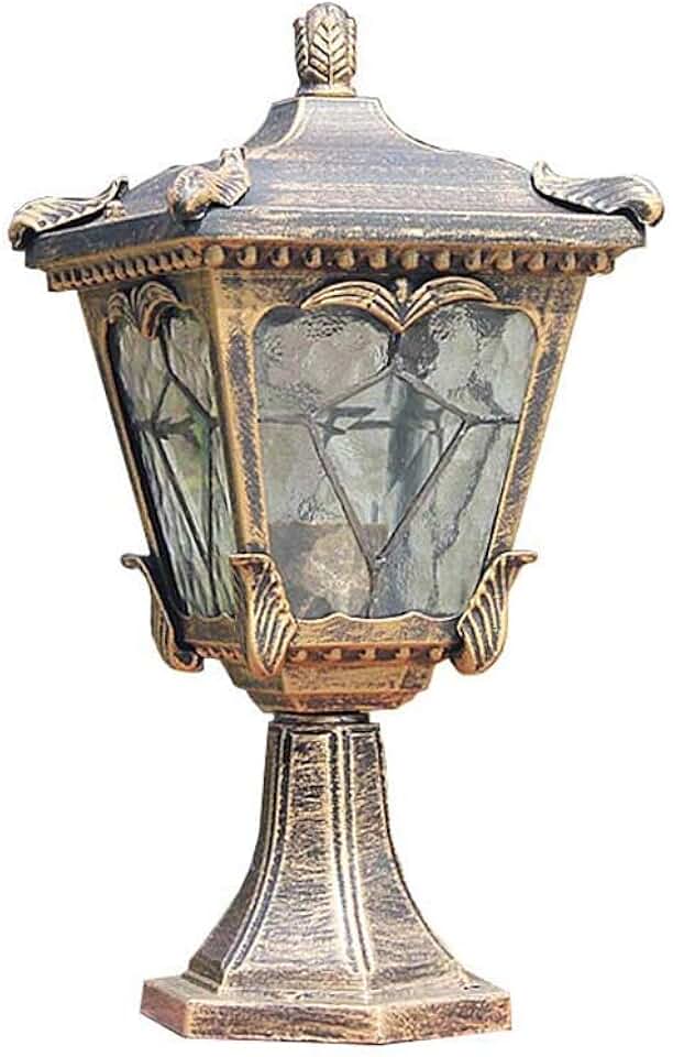 Creative Creative Personality Die-cast Aluminum Glass Lampshade Outdoor Pedestal Light E27 Nostalgic Garden Patio Pillar Light Horel Park Lawn Illumination Column Headlight Street Light Lights F