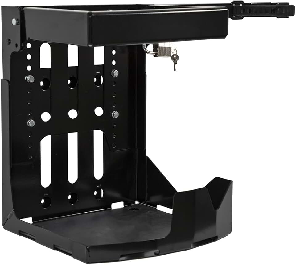 Buyers Products LT24 Universal Lockable Backpack Rack for Open & Enclosed Landscape Trailers Quick Bolt-On Application, Adjustable Height to Fit All Blower Makes & Models, Made in The USA, Black