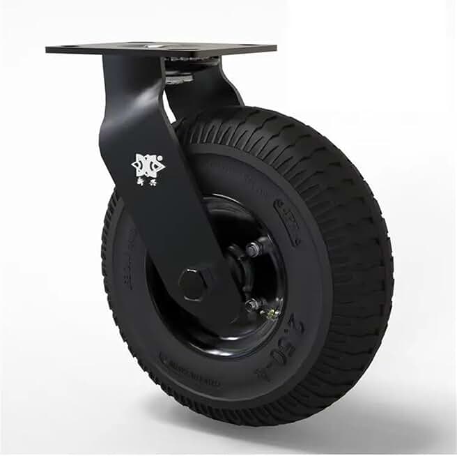 1 Pc Full Black 8-inch Inflatable Rubber Caster Universal Wheel Luggage Cart Service Car
