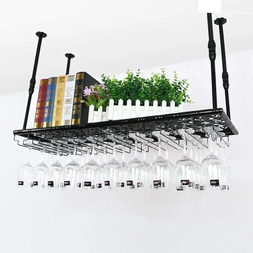 Wine Glass Stand Ceiling Wine Rack Stemware Rack Holder Shelf Wine Glass Holder Adjustable Height Goblets Dish Drainers Holds Any Type of Glassware Sand