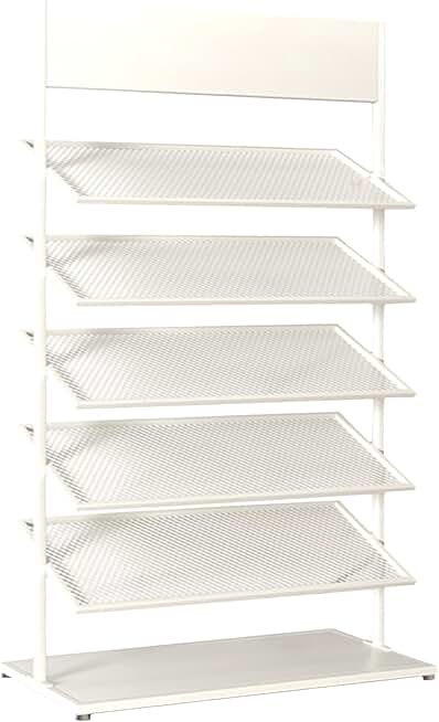 Metal Floor Tile Display Stand，Floor-Standing Large Wooden Floor Sample Holder，Multi-layer Porcelain Tile Sample Shelf，Strong Load-Bearing Large Ceramic Sample Holder for Craft Shows(Color:White,Size: