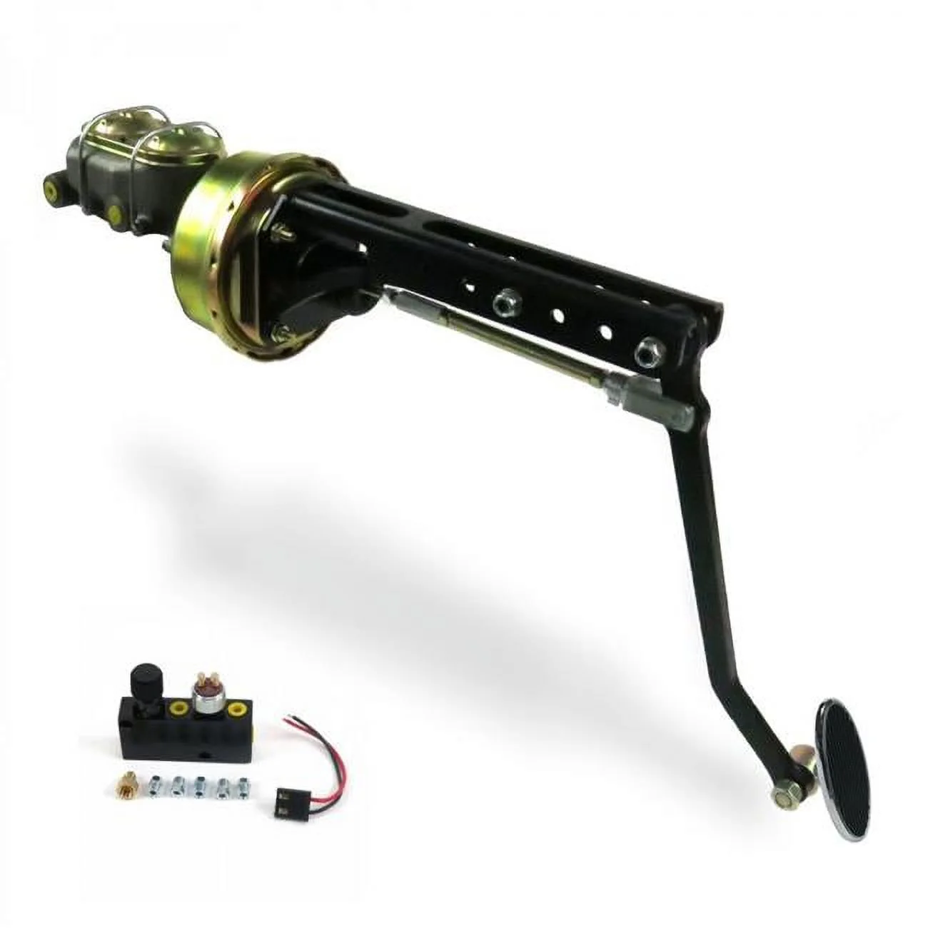 Helix Suspension Brakes & Steering  9 in. Single Adjustable Firewall Drum & Drum Brake Pedal Kit with Small Oval Chrome Pad for Universal