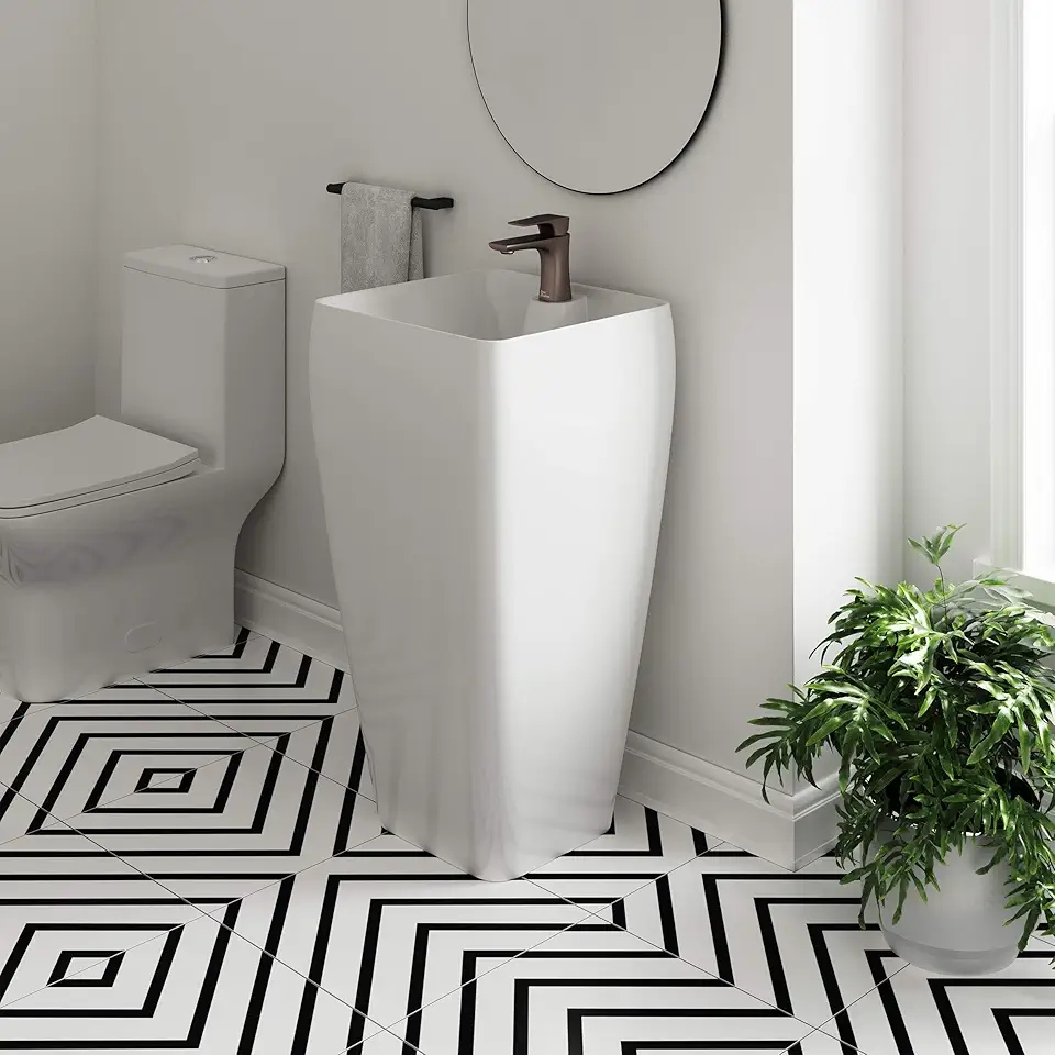 Swiss Madison Well Made Forever SM-PS311, Carre One Piece Pedestal Sink