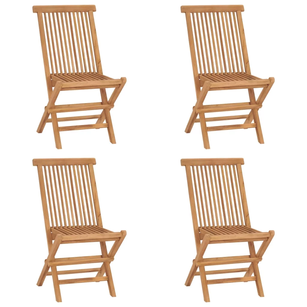 Outdoor Folding Patio Chairs Set of 4, Durable Solid Teak Wood Construction, Weather-resistant Design for Garden, Deck, or Poolside Use