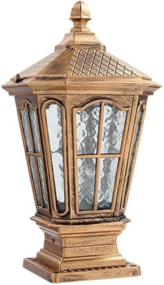 Creative European Metal Outdoor Waterproof Pedestal Light Aluminum Exterior Table Lamp Fence Villa Door Graden Patio Pillar Light Spherical Frosted Glass Landscape Street Light Illumination E27