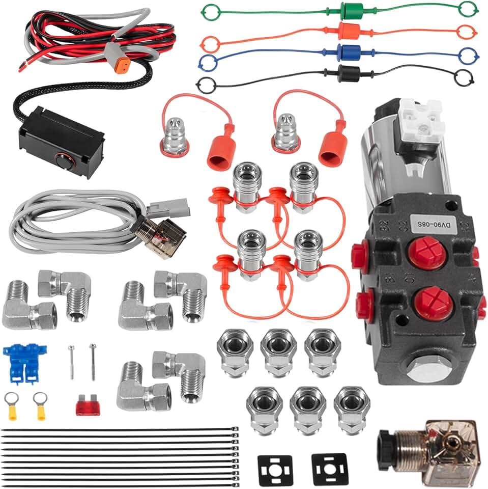 Hydraulic Multiplier Diverter Selector Solenoid Valve w/Switch Replacement for DV90-08-M-AG, Used On Open, Closed or FPC Hydraulic Systems, 1/2″ ISO Ag Couplers, 24 GPM Flow, 3625 Max PSI