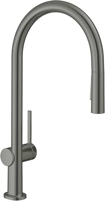 hansgrohe Talis N Black High Arc Kitchen Faucet, Kitchen Faucets with Pull Down Sprayer, Faucet for Kitchen Sink, Magnetic Docking Spray Head, Brushed Black Chrome 72800341