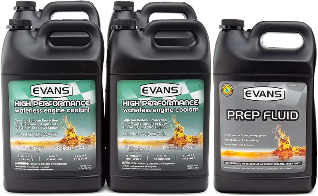 EVANS Prep & Performance Combo Pack, EC53001 High Performance Waterless Coolant 128 fl. oz, EC42001 Waterless Prep Fluid 4 Gallons