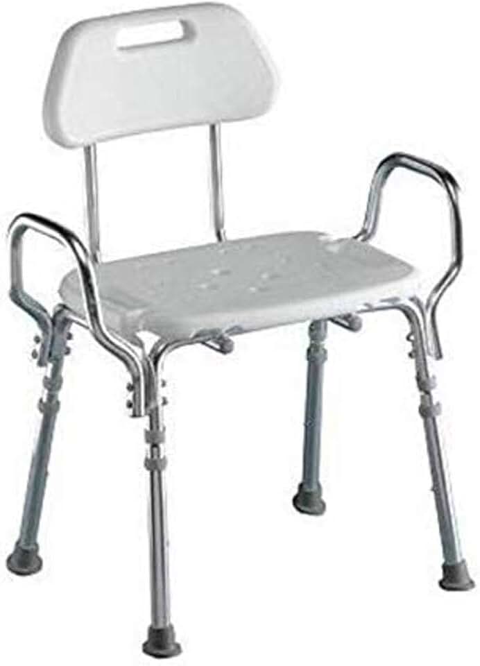 Heavy Duty Shower Stool, Bariatric Rated Shower Seat, Wide Frame Bath Seat for Larger users, Bath Stool with Back and Armrests, Height Adjustable Molded Plastic Seat, Bath & Shower Seat