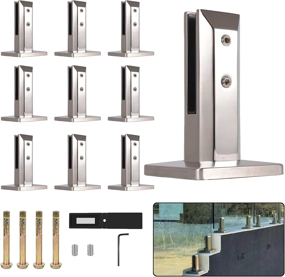 304 Stainless Steel Square Glass Railing Bracket for 0.31 