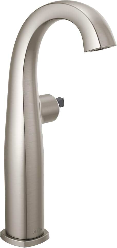 DELTA FAUCET 777-SSLHP-DST Single Bathroom Faucet-Less Handle Vessel, Stainless