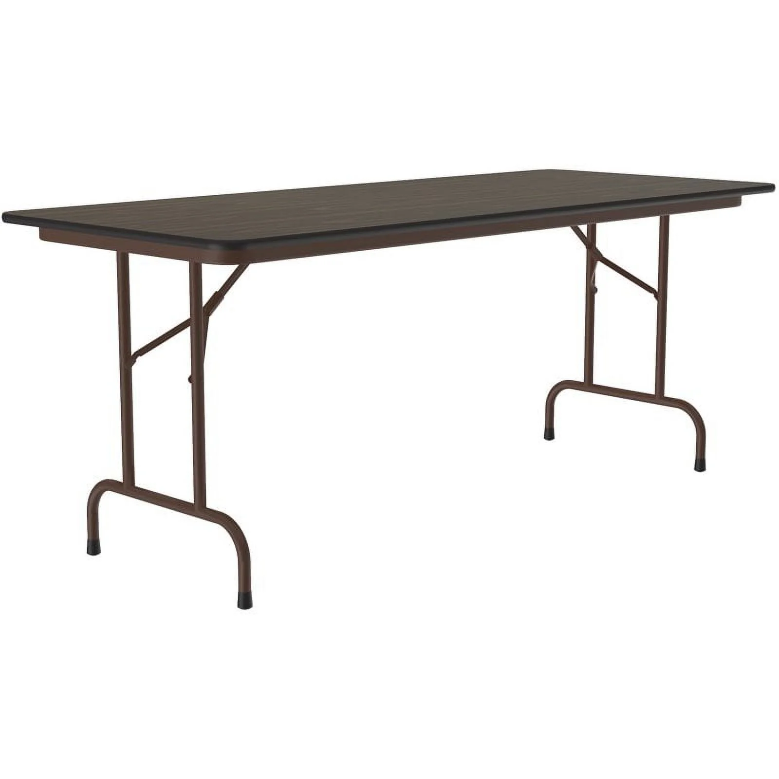 Pemberly Row Contemporary Steel Metal & Wood Folding Table in Walnut