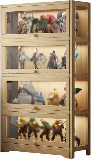 Display Cabinet Wood Curio Cabinets Display Case for Collectibles, Floor Standing Bookshelf, Sealed and Dustproof, Easy to Install and Easy for Home Office Save Space ( Size : 4layer )
