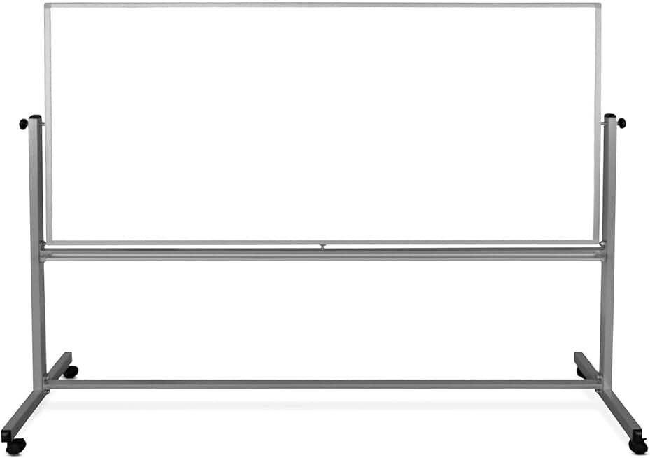 Luxor Mobile Dry Erase Double-Sided Magnetic Whiteboard with Aluminum Frame and Stand - 96