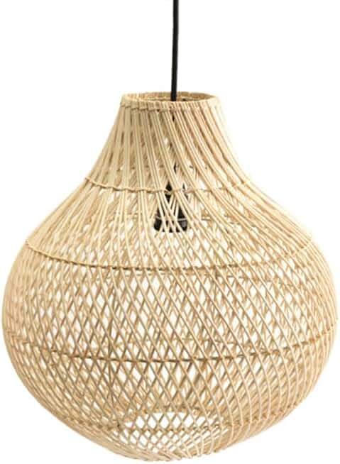 BKLFGP Light Luxury Pendent Light, Braided Tea Room Zen Rattan Chandelier, Hand-Woven Rattan Ball Pendant Lamp with E27 Base for Kitchen Island, Bedroom, Living Room, Hotel, Restaurant
