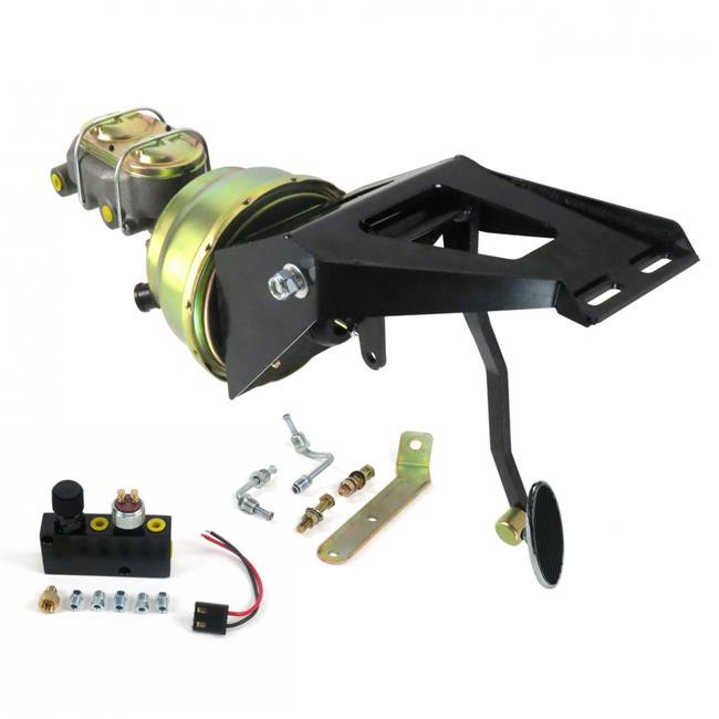 Helix Suspension  FW 7 in. Dual Brake Pedal Kit with Adjustable Disc & Disc Small Oval Chrome Pad for 1955-1959 Chevy Truck