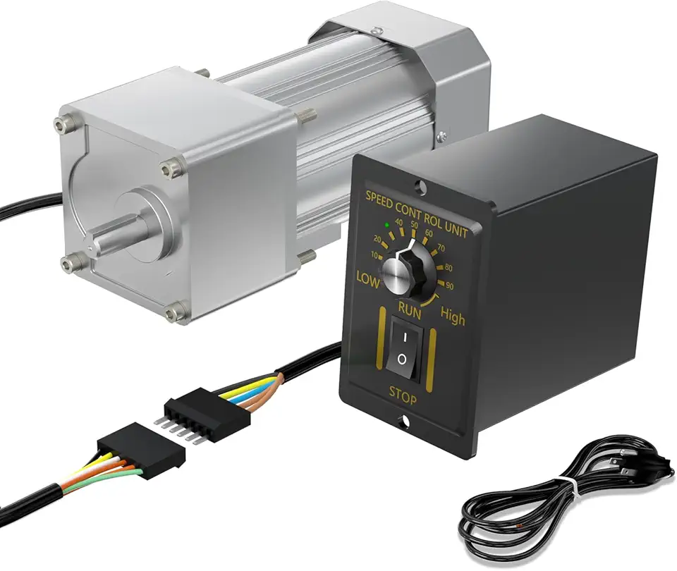 Electric 110V AC Motor with Gearbox, 120W Variable Speed Motor 280RPM(5k), Reversible Single Phase Gear Motor Shaft Dia 12mm with Speed Controller