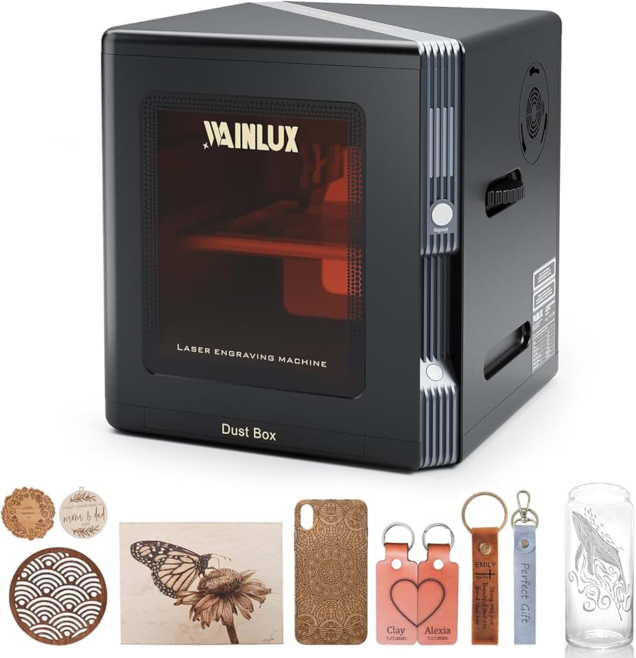 WAINLUX K8 2.5W Compact Laser Engraver, Laser Engraving Machine, 2500mW Fully Enclosed with Viewable Window, Engraver Machine for Wood Leather Paper Cork, Máquina Grabadora Láser, Laser Class 1