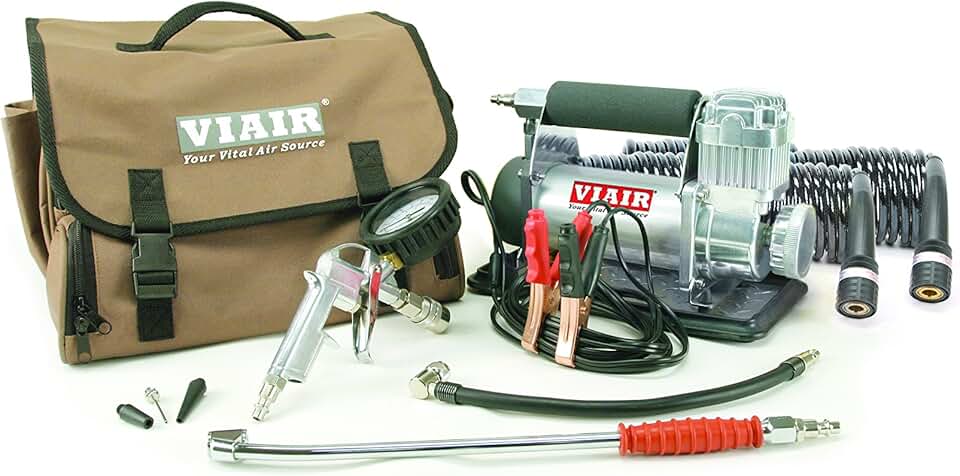 400P-RV - 40047 Tire Inflator Portable Air Compressor with RV Inflation Gun, 90 Degree Chuck | 12V Tire Pump Air Compressor Portable Heavy Duty 150 PSI, up to Class C Tires, Alligator Clips