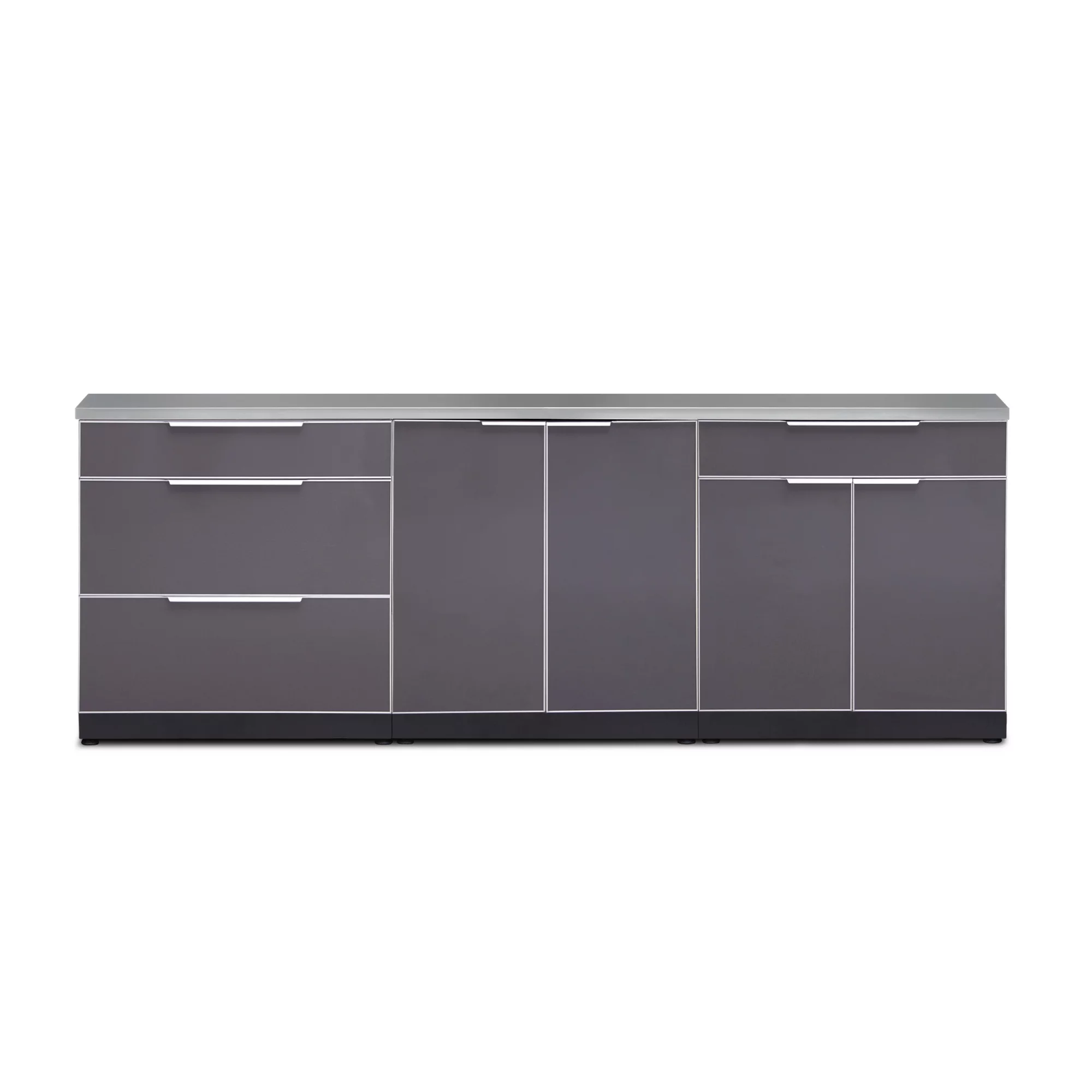 Outdoor Kitchen 4 Piece Cabinet Set in Slate Gray with Countertops