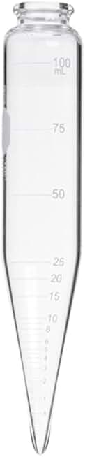 Kimble 45240-100 Glass 100mL Graduated Oil Centrifuge Tube, Calibrated 'To Contain', White Scale and Legend, 8