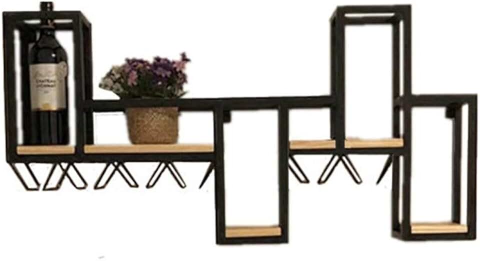 Wine Racks Metal Solid Wood Iron Wine Rack Upside Down Glass Holder Insert Glass Frame Wall-Mounted Wine Rack Wine Rack Shelf Glassware Rack (Size : 95 * 15 * 48cm)